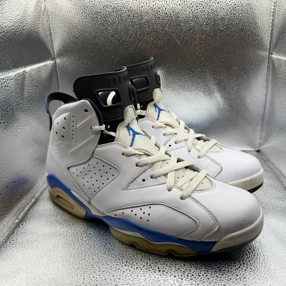 Size‎ 12 Air Jordan 6 Retro 2014 White/Sport Blue-Black Mens Shoes 384664-107